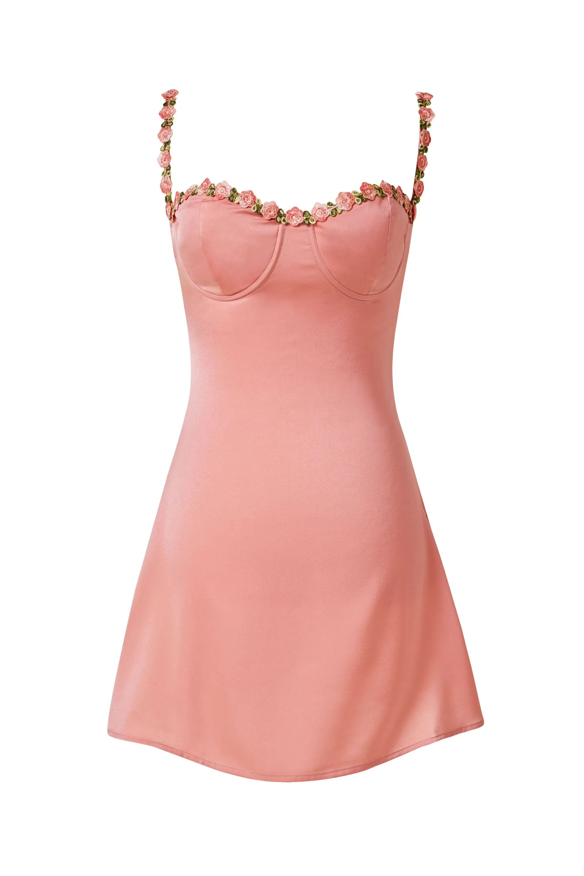 Amelia Peach Woven Embroidered Dress