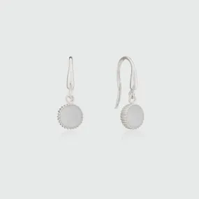 Barcelona Silver June Moonstone Birthstone Hook Earrings