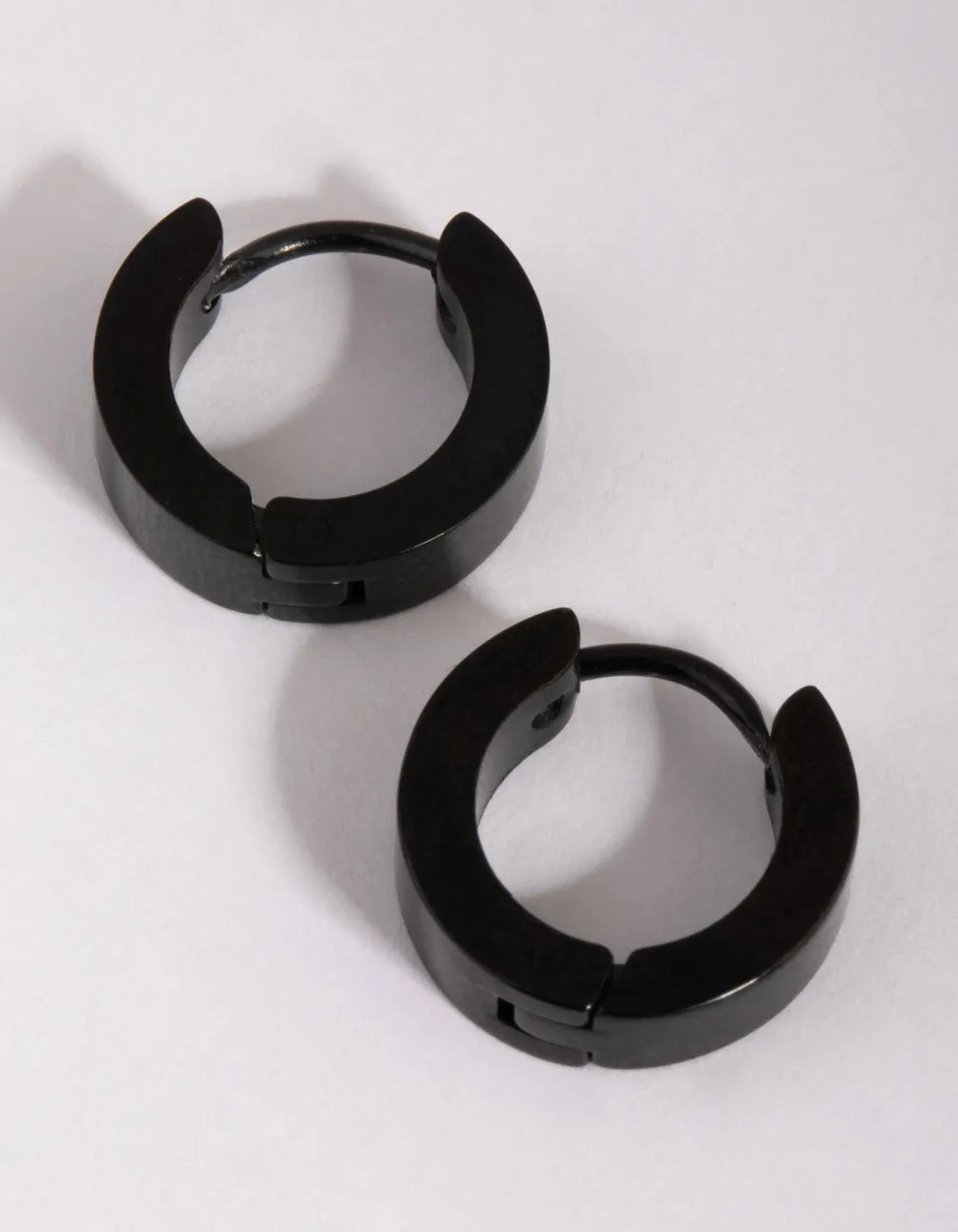 Black Coated Surgical Steel Wide Huggie Earrings