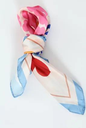 Bright Flower Satin Scarf - Multi