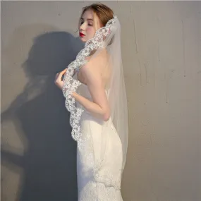 Charming Tulle Wedding Veil With Appliques WV006