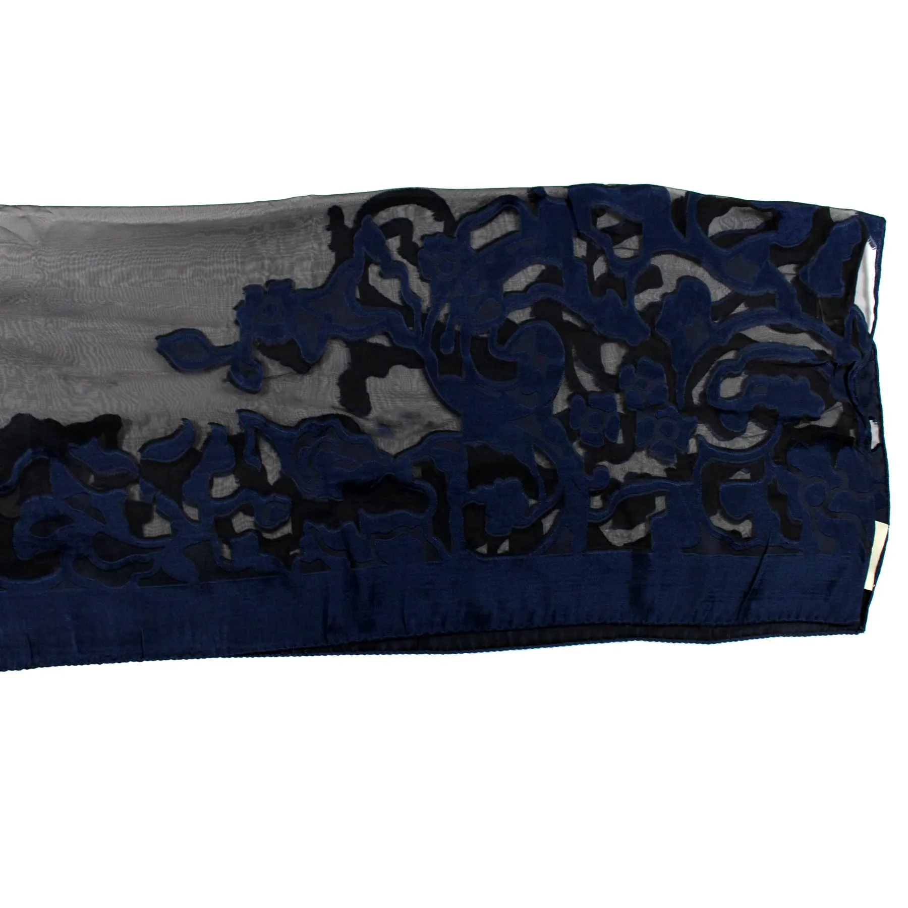 Dark Blue Design - Chiffon Silk Shawl