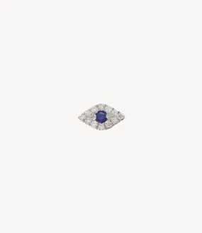 Diamond & Blue Sapphire Evil Eye Stud Earring