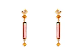 Earrings Long Bicolor Tourmaline & Diamonds