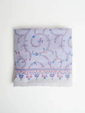 Embroidered Pashmina Shawl in Lilac, Blue and Peach