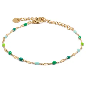 Green Beads Gold Bracelet