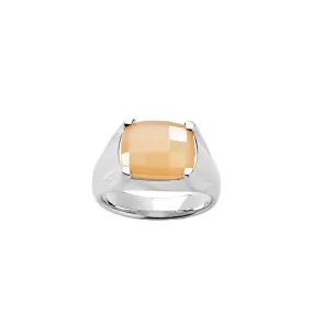 Karen Walker Chequerboard Ring - Sterling Silver & Peach Moonstone