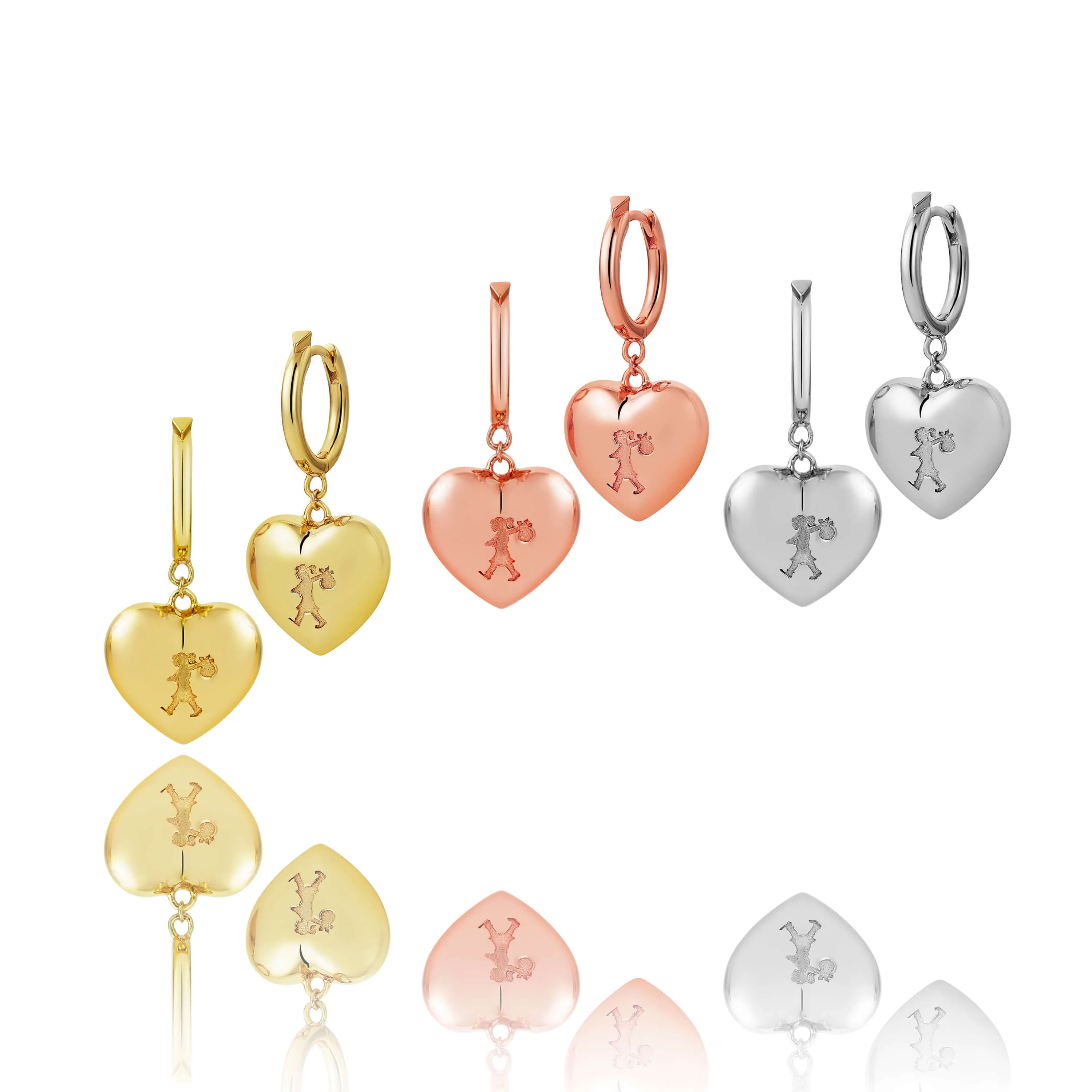 Karen Walker x Walker & Hall Runaway Heart Earrings - 9ct Rose Gold