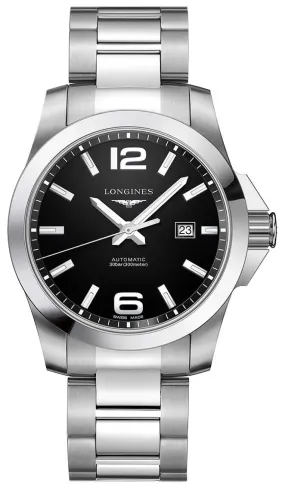 Longines Conquest Automatic Stainless Steel Black Dial Date Divers Mens Watch L3.778.4.58.6