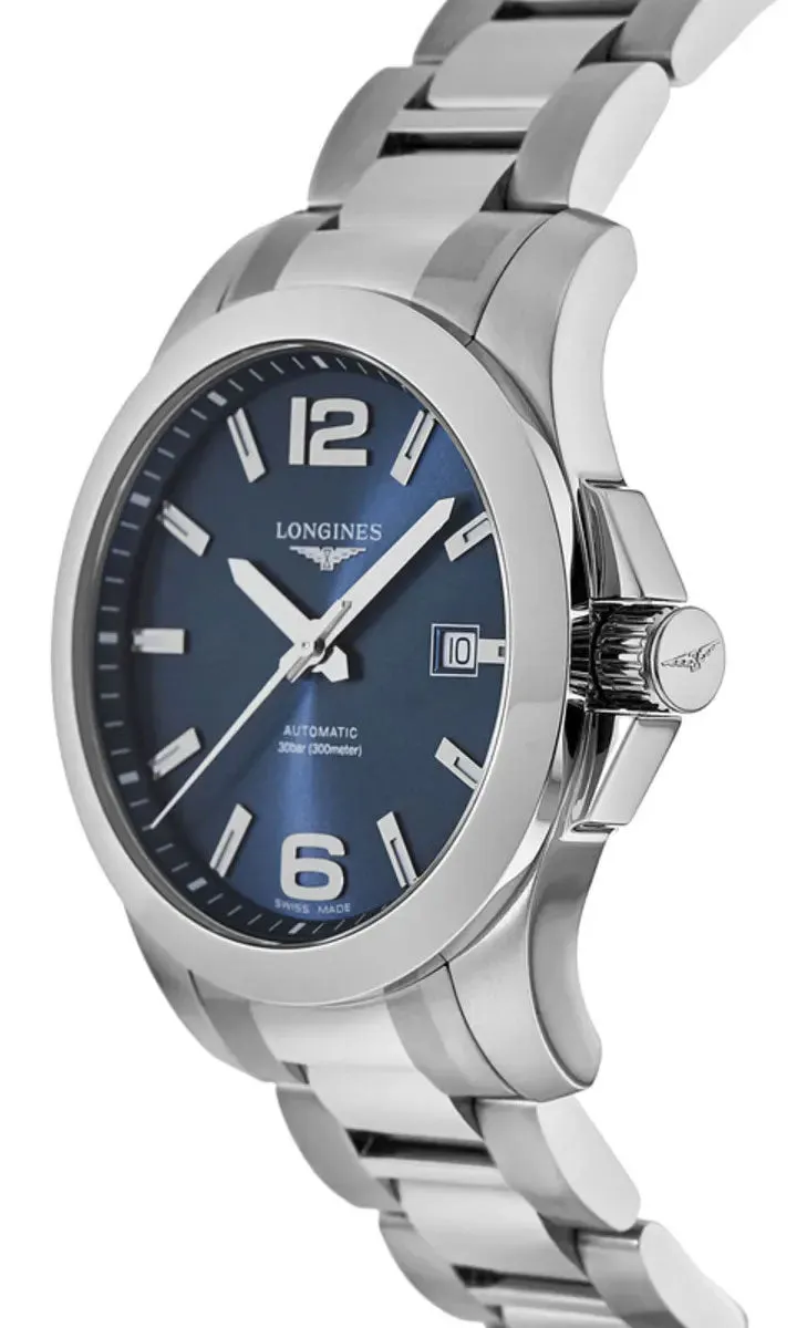 Longines Conquest Automatic Stainless Steel Blue Dial Date Divers Mens Watch L3.778.4.96.6