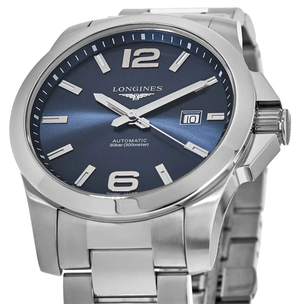 Longines Conquest Automatic Stainless Steel Blue Dial Date Divers Mens Watch L3.778.4.96.6