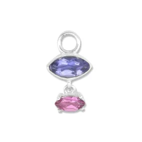 Mila Iolite and Rhodolite Silver Charm