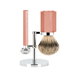 MUHLE Hexagon Sunrise Shaving Set with Safety Razor & Silvertip Badger Shaving Brush