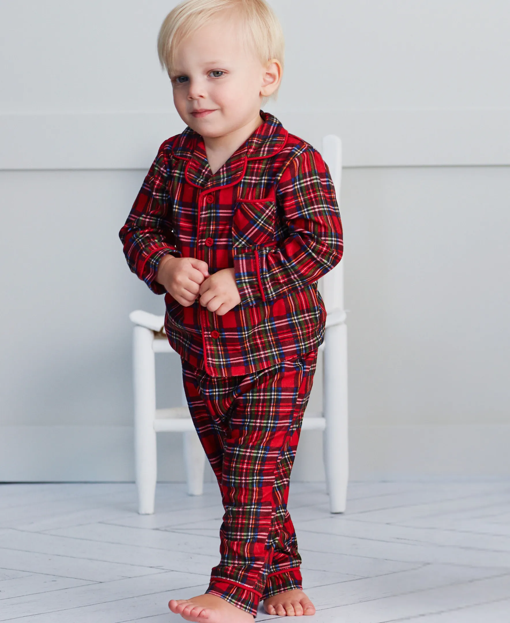 Plaid Coat Pajama Set (2T-4T)