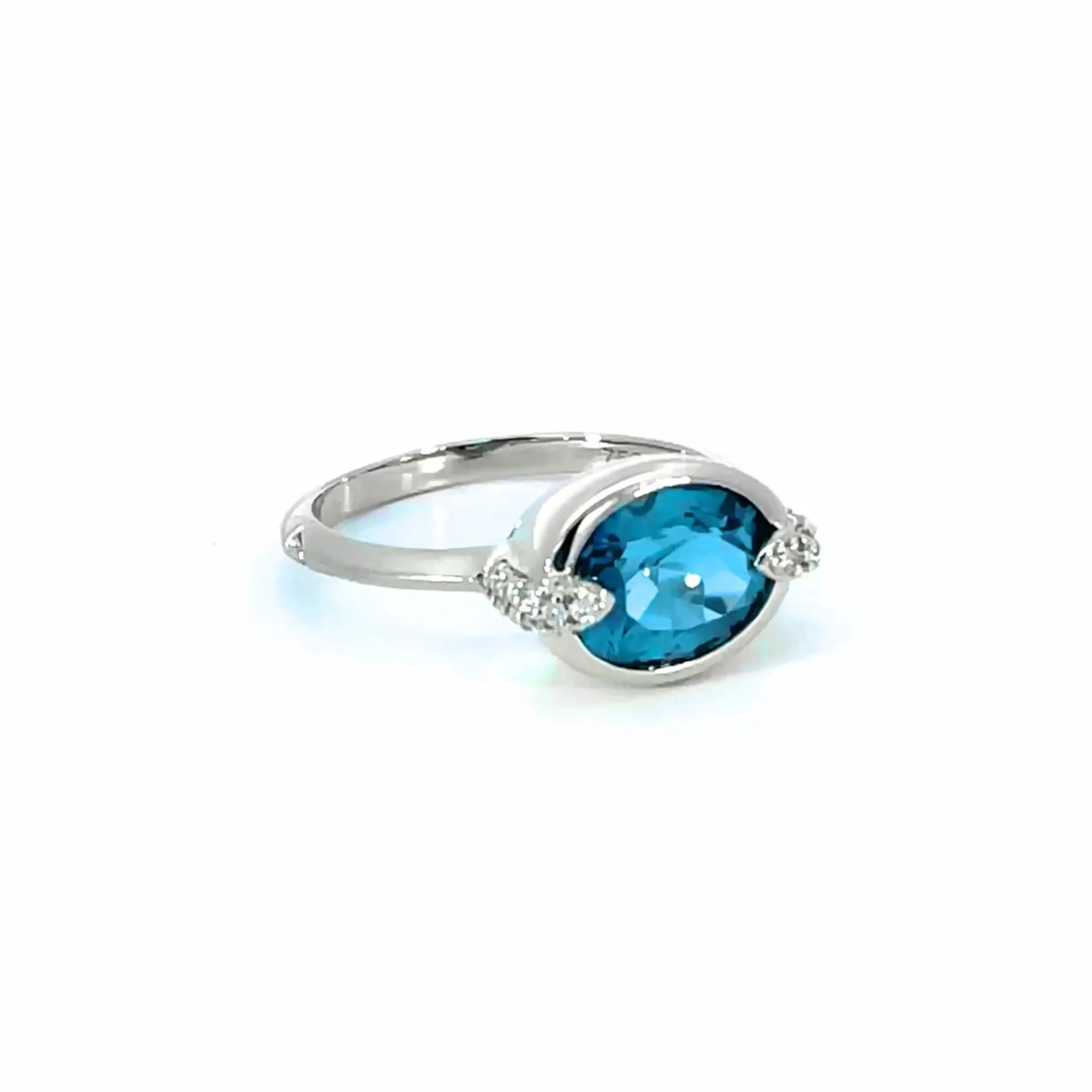 "Points North" Deep-Set Oval London Blue Topaz Ring