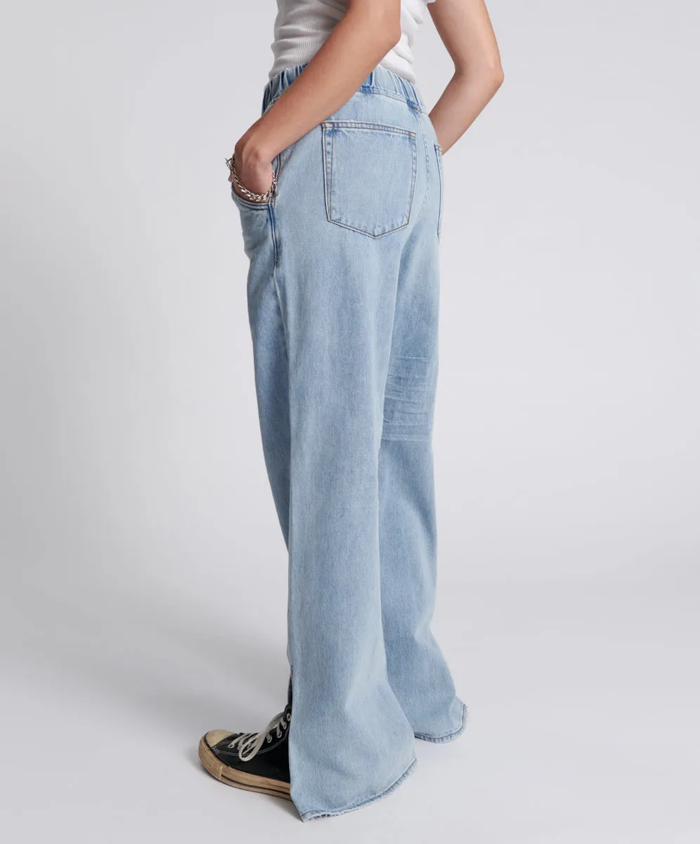 Roadhouse Wide Leg Drawstring Denim Jeans - Hendrixe