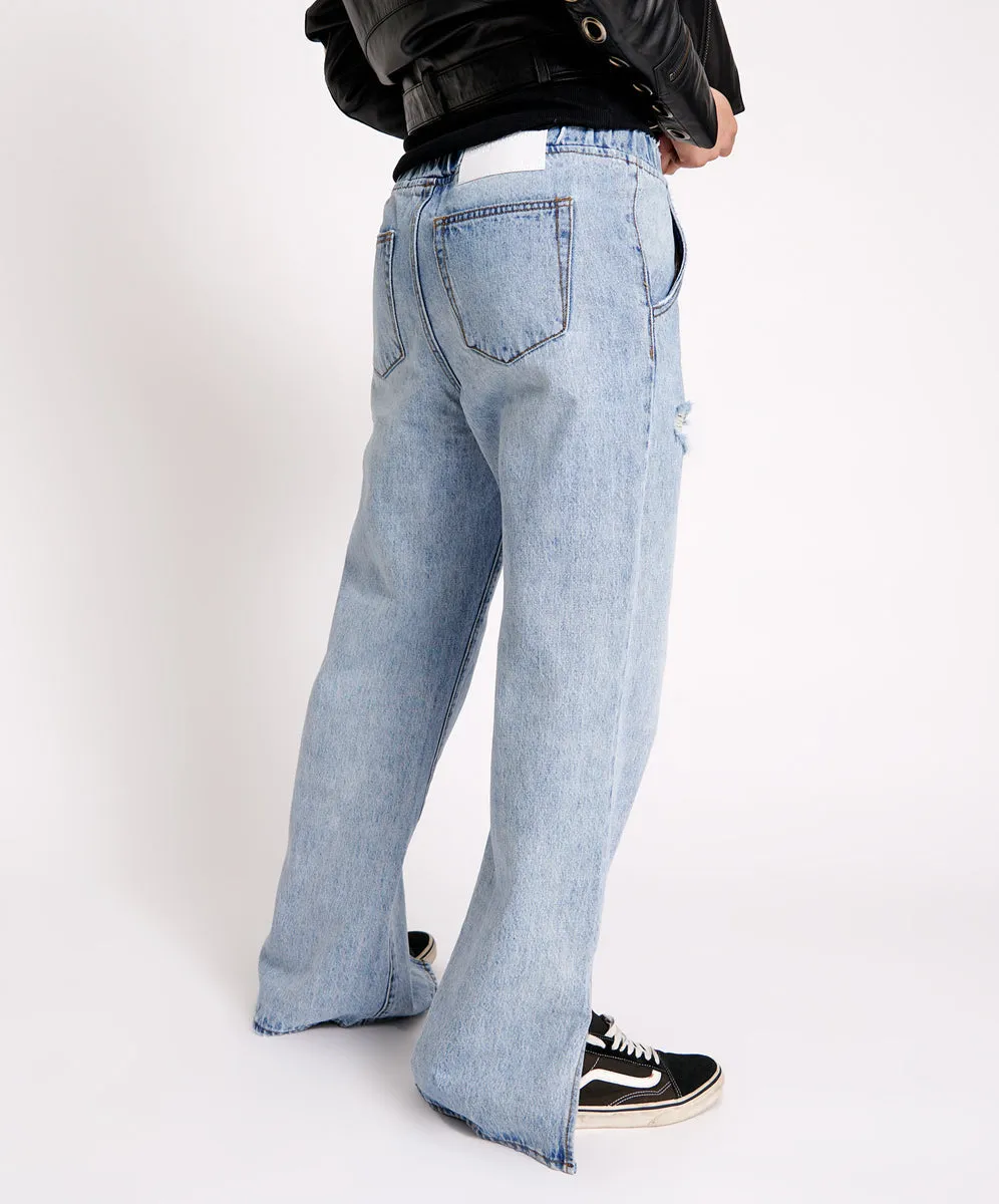 Roadhouse Wide Leg Drawstring Denim Jeans - Salty Dog