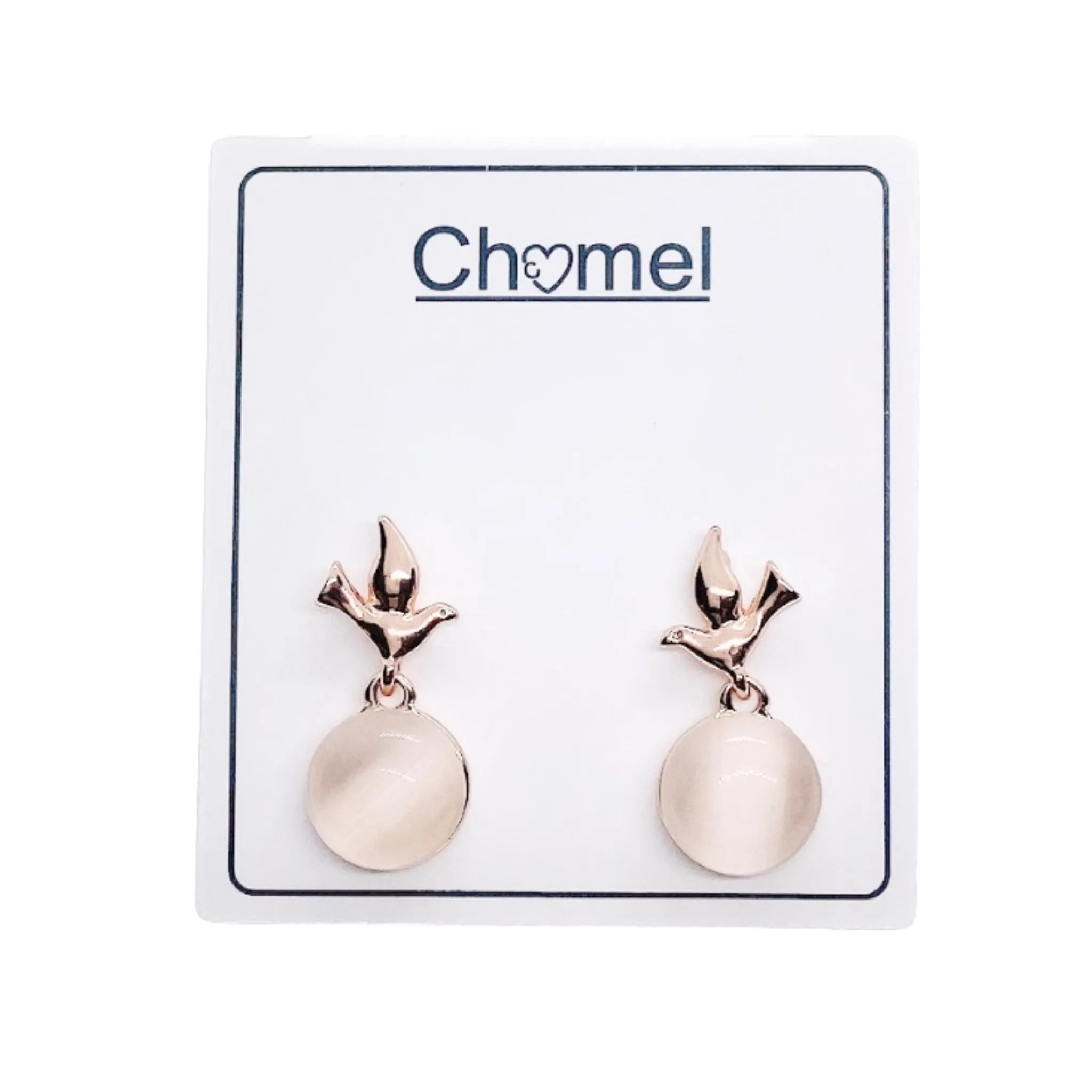 Round Simulated Moonstone Earrings