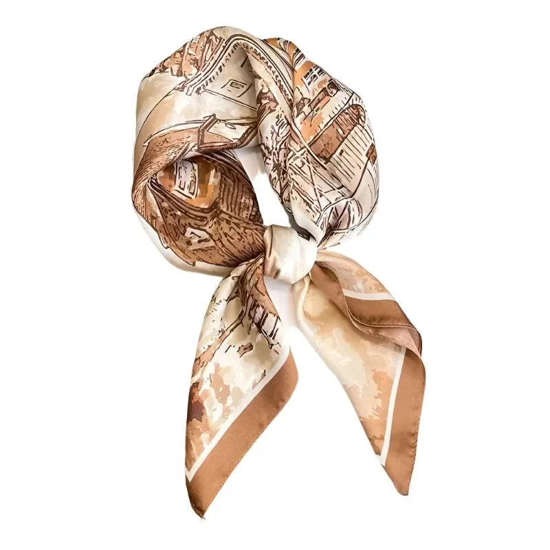 Sepia Sketch Silk Scarf