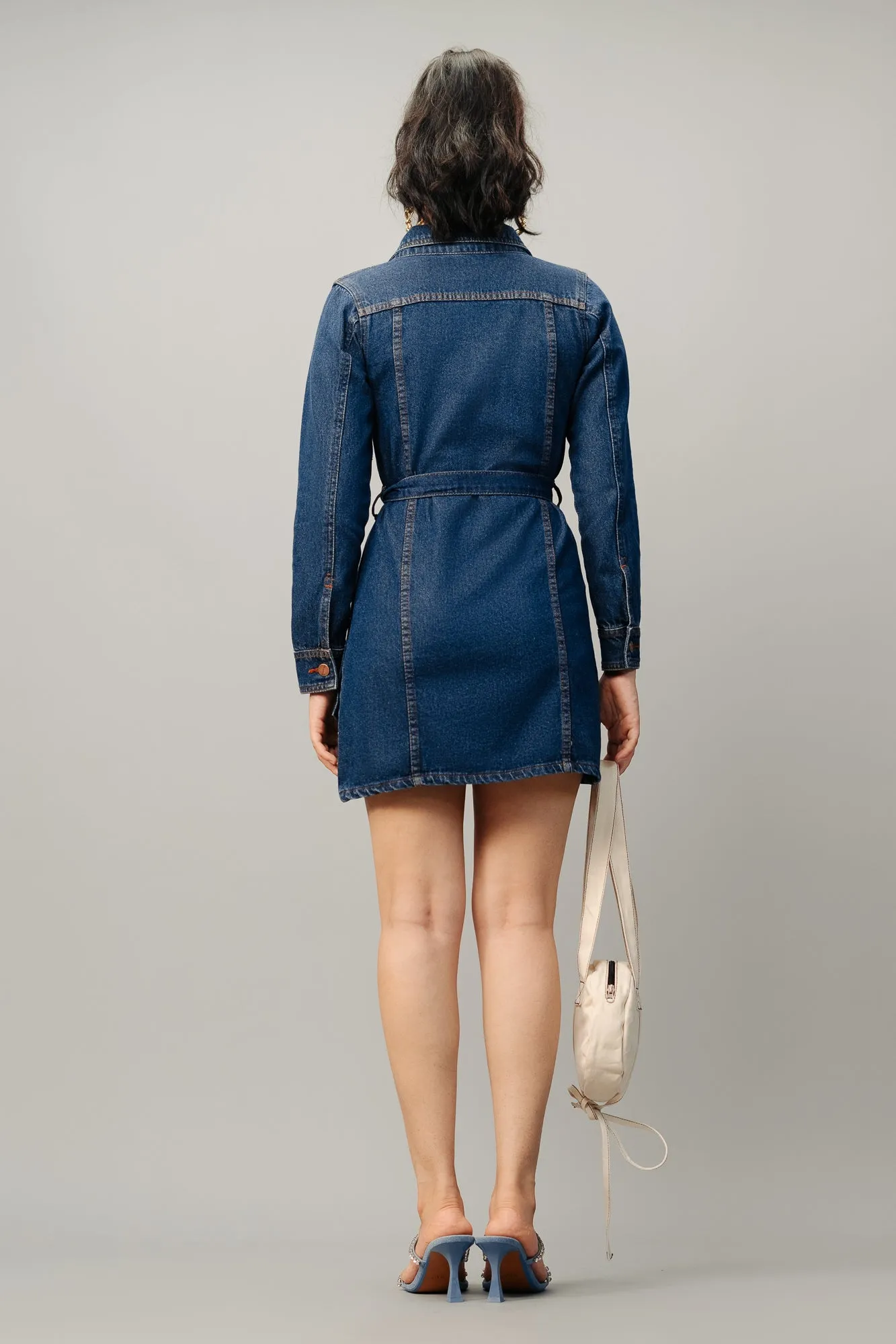 Tinted Full Sleeve Denim Dress